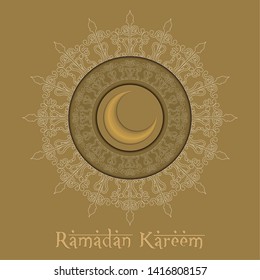 Ramadam Kareem poster with an arabic texture and a moon - Vector