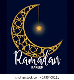 Ramadam Kareem poster. Muslim celebration - Vector illustration