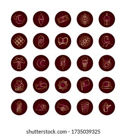 ramadam kareem set block gradient style icons vector illustration design