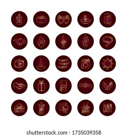 ramadam kareem set block gradient style icons vector illustration design