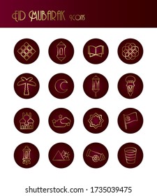 iconos de estilo de gradiente de conjuntos de bloques de ramadam kareem diseño de ilustración vectorial