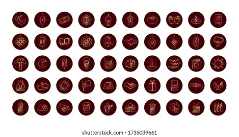 ramadam kareem set block gradient style icons vector illustration design