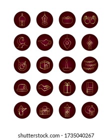 ramadam kareem set block gradient style icons vector illustration design