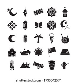 ramadam kareem set line style icons vector illustration design