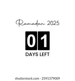 Ramadan 1 days left stock vector.