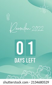 Ramadan 1 days left. template design for feeds, story posts, wallpapers, posters
