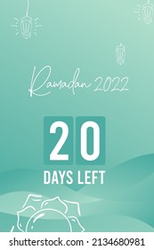 Ramadan 20 days left. template design for feeds, story posts, wallpapers, posters