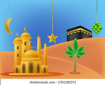 Ramadan 2020 cute flat Background