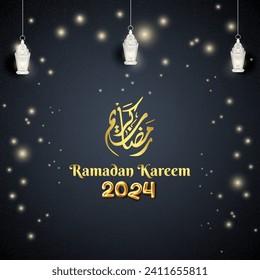 ramadan 2024 banner with black and golden background design098