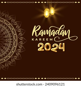 ramadan 2024 banner with brown and golden islamic background design 02