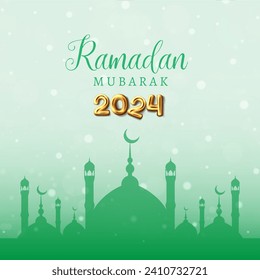 ramadan 2024 banner with green and white islamic background design076