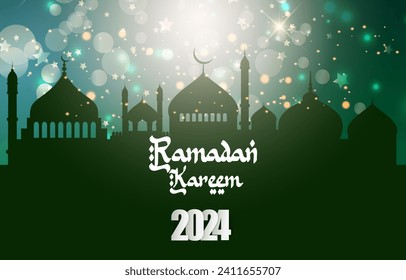 banner ramadan 2024 con diseño de fondo verde y blanco 007