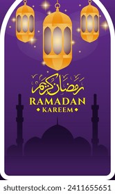 ramadan 2024 banner with purple background design 017