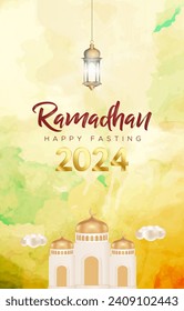 banner de plantilla corto ramadan 2024 con diseño de fondo islámico en naranja y blanco3