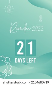 Ramadan 21 days left. template design for feeds, story posts, wallpapers, posters