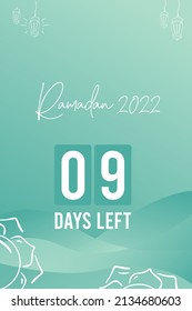 Ramadan 9 days left. template design for feeds, story posts, wallpapers, posters