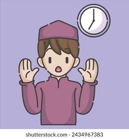 Ramadan activity boy vector arts. Islamic activities in daily. Cartoon character for kids