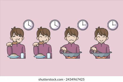 Ramadan activity boy vector arts. Islamic activities in daily. Cartoon character for kids