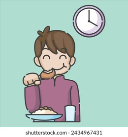 Ramadan activity boy vector arts. Islamic activities in daily. Cartoon character for kids