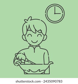 Ramadan activity boy vector arts. Islamic activities in daily. Cartoon character for kids