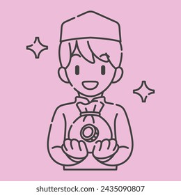 Ramadan activity boy vector arts. Islamic activities in daily. Cartoon character for kids