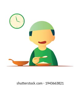 Ramadan activity. flat design character kids moslem
