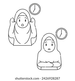Ramadan activity girl vector arts. Islamic activities in daily. Cartoon character for kids