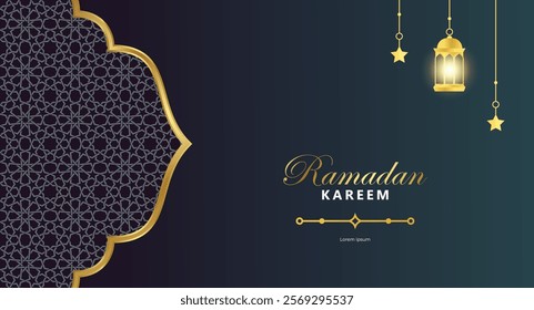 Ramadan Arabic Islamic background with lantern and star ornaments vector eps 10