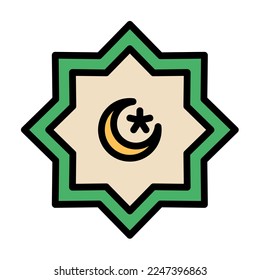 ramadan arabic islamic celebration icon set vector illustration tone color icon