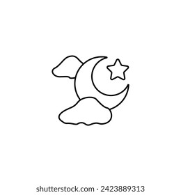 Ramadan Arabic Islamic Celebration Icon Vector Illustration Silhouette. Islamic icon with thin line style, Ramadan Kareem, Eid Mubarak. Islamic line art icons set. Ramadan Kareem line vector icon.

