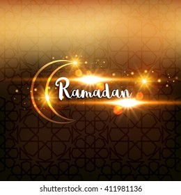 Ramadan arabic islamic lettering dark glowing background.