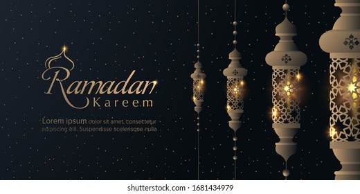 Ramadan with arabic lamp background. Ramadan greeting card with lantern background