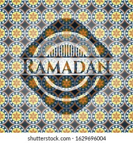Ramadan arabic style badge. Arabesque decoration.