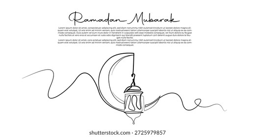 Segundo plano do Ramadã de 2026. Lanterna Ramadã e arte da linha da lua. Adequado para cartões de saudação, Ramadã, Islâmico.