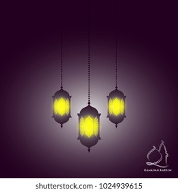Ramadan background. Arabic glowing lanterns