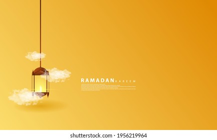 ramadan background, contains rlemen lanterns and clouds
