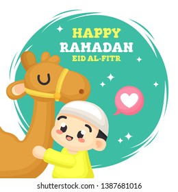 Ramadan Background with Cute Illustration