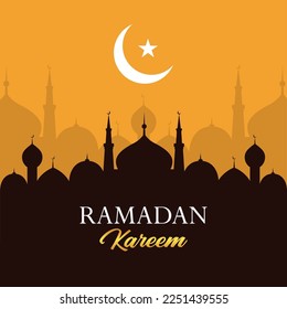 Ramadan background design with crescent moon and star