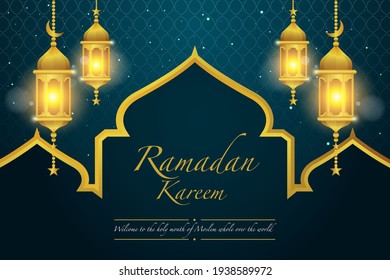 Diseño de fondo de Ramadán con linterna dorada. Concepto de mes sagrado.