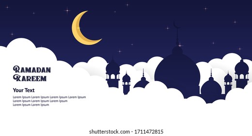 Ramadan background design with paper cut style