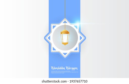Ramadan-Hintergrunddesign in weiß und blau, geeignet für ergänzende Designs für islamische Themen