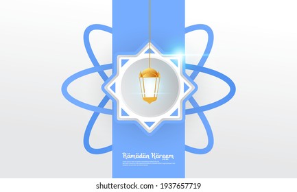 Ramadan background design in white and blue, suitable for complementary designs for Islamic themes