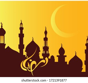 Ramadan-Hintergrund bei Dämmerung mit Mondlicht