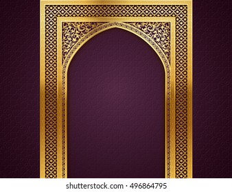 Ramadan background with golden arch, with golden arabic pattern, background for holy month of muslim community Ramadan Kareem, EPS 10 contains transparency