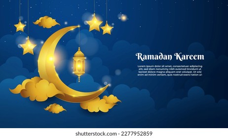 fondo ramadán con luna de oro. luz brillante. horas de oración en el mes de Ramadán