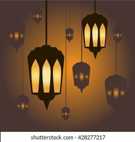 Ramadan background with lamps 