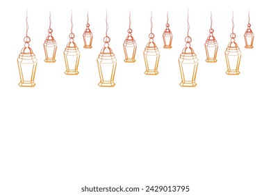 Ramadan background with lantern decorative elements. Ramadan lantern line vector illustration for Ramadan banner, poster, Ramadan card