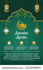 ramadan background with lanterns and Islamic accessories good for flyers, pamphlets etc