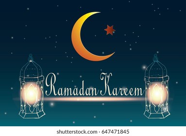 Ramadan, background, lights ,moon, star, starry sky