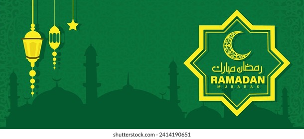 Ramadan Background with moon and lantern ornament